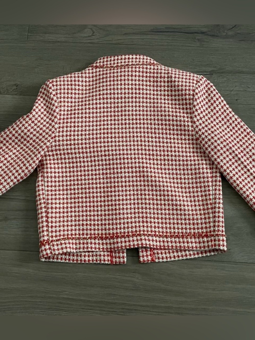 Endless Rose Red and White Houndstooth Blazer with Gold Chain Detail - Picture 5 of 5
